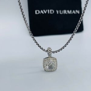 David Yurman Petite Albion Pendant Necklace with White Topaz and Diamonds 17"